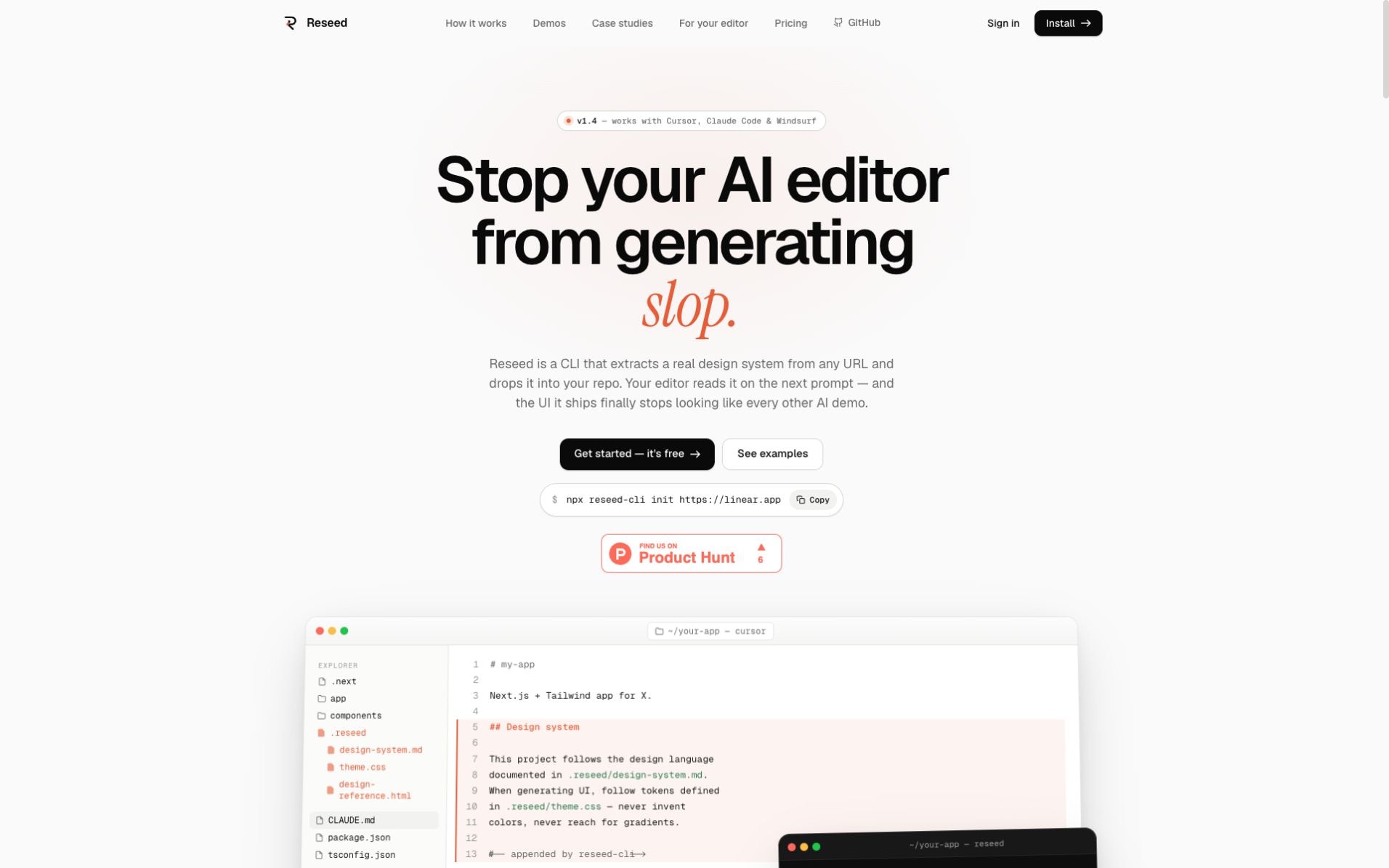 Reseed: the homepage